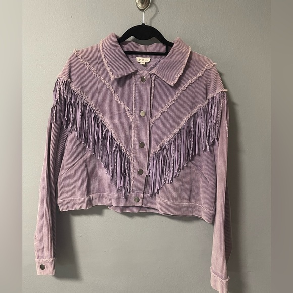 POL Jackets & Blazers - NWOT POL Corduroy Rhinestones Fringe Long Sleeve Purple Jacket. Size Small